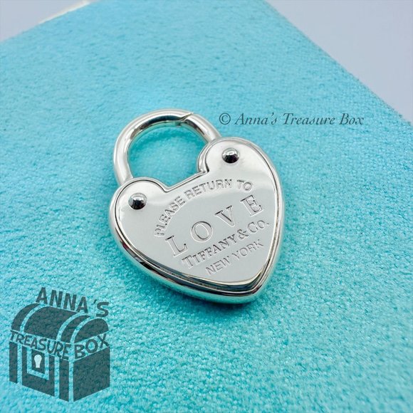 Please Return to Tiffany & Co. 925 Silver LOVE Heart Padlock Lock Charm Pendant - Picture 1 of 6